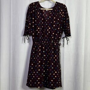 Charming Charlie Burgundy Dress Multicolor Polka Dots